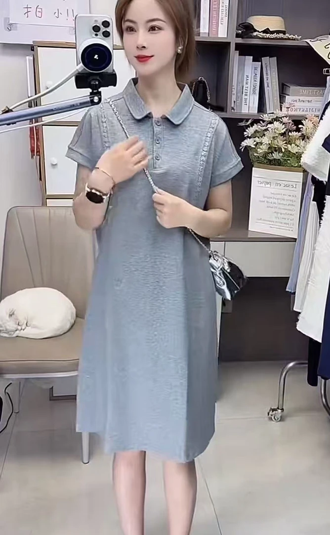 2025夏季新款超级显瘦减齢款时尚洋气娃娃领连衣裙女