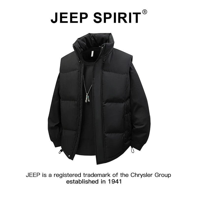 JEEPSPIRIT吉普立领棉马甲外穿背心秋冬季男士高级感加厚坎肩外套