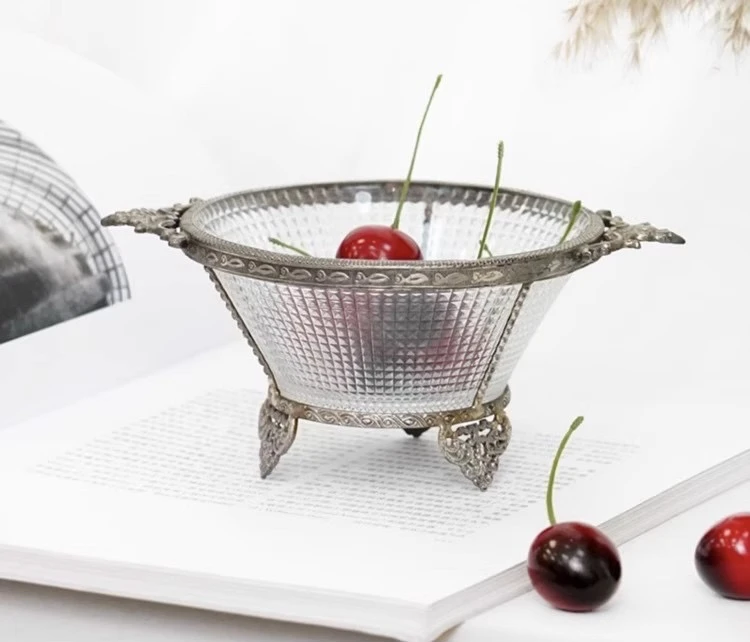 印度进口银色铜果盘