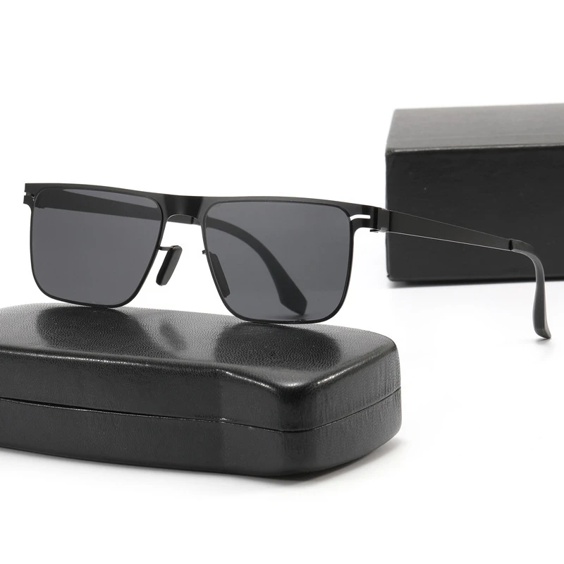 2024男士金属框太阳镜个性户外出行方形墨镜潮流高清太阳眼镜半框