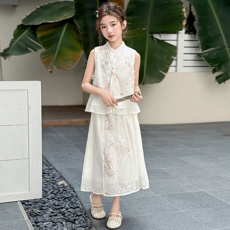 中国风女童汉服套装夏季2025新款儿童薄款新中式古风夏装两件套