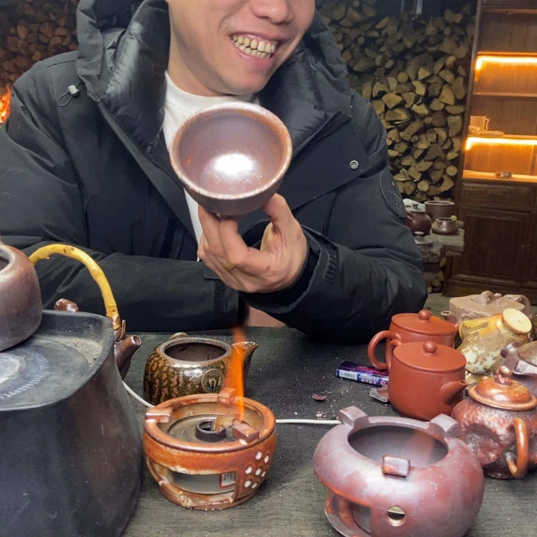 紫砂手工纯手工柴烧鸡心杯