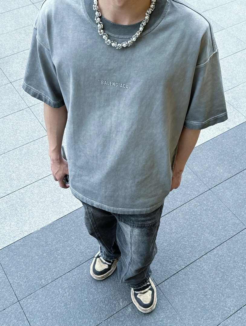 【BBC】美式水洗重磅330克夏季短袖字母圆领百搭T恤时尚男女印花