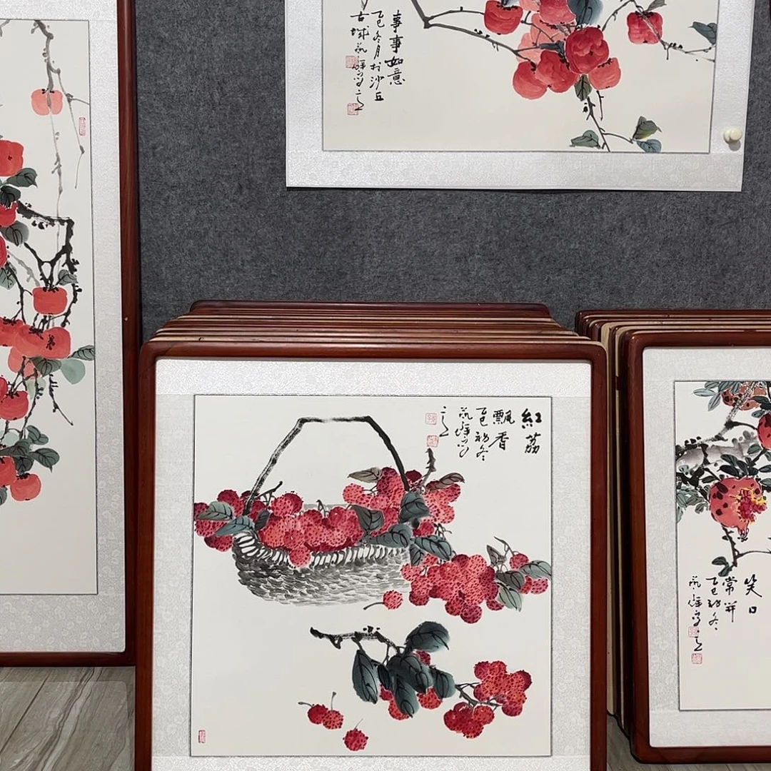 国画书画作品带框63×63