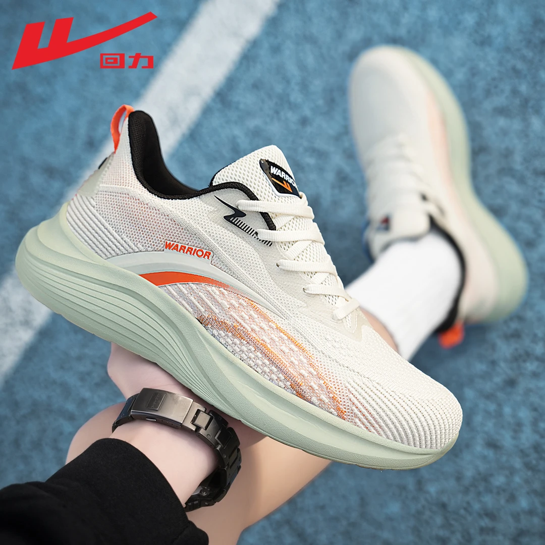 Warrior/回力春季新款男士跑步鞋子运动鞋男休闲跑鞋透气软底飞织