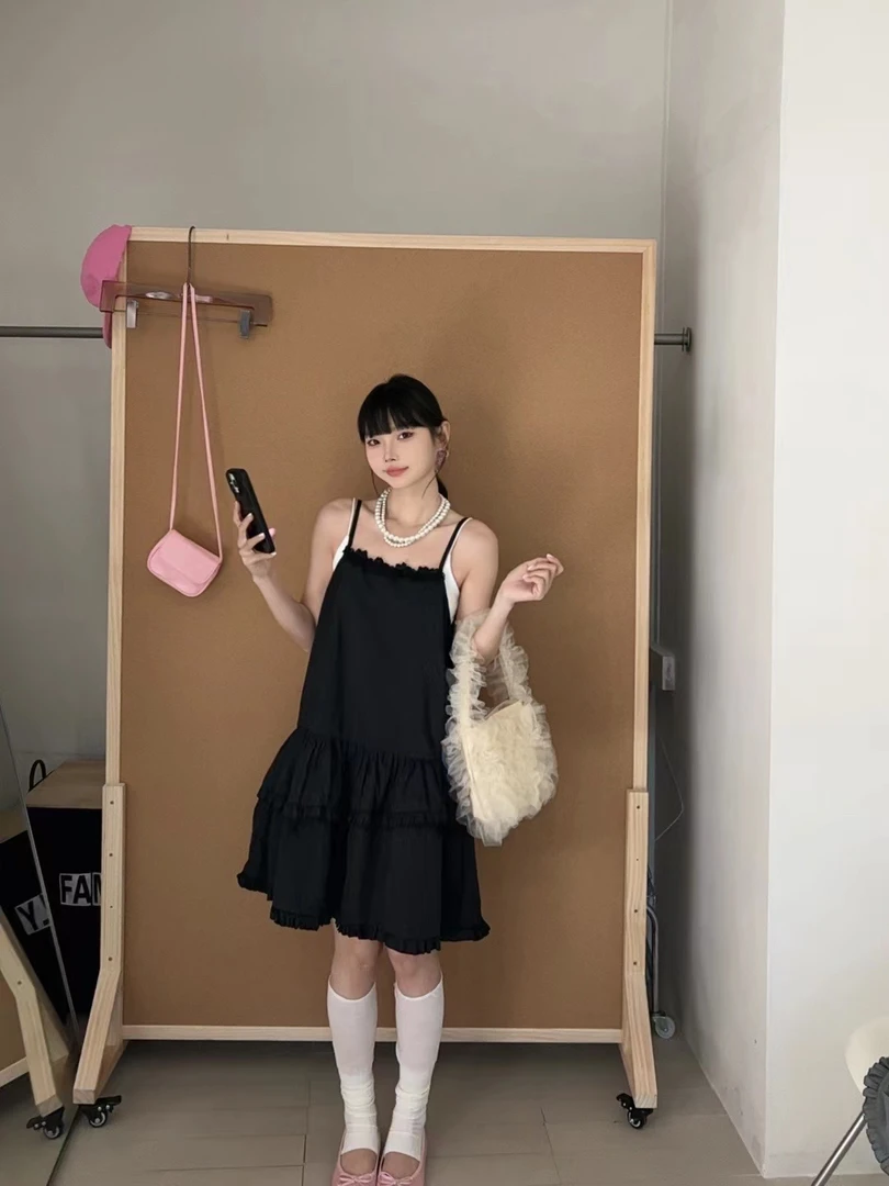 有货HNN#631夏季福利速干重工拼接吊带连衣裙，裙长：85cm