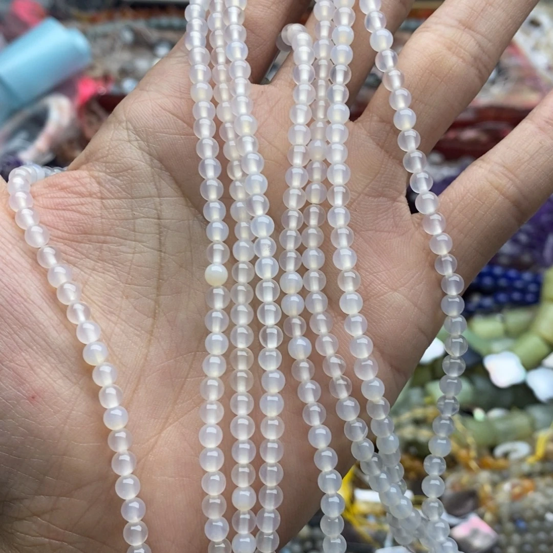 玛瑙/玉髓未镶嵌珠宝半成品一条天然4mm荔枝冻玛瑙