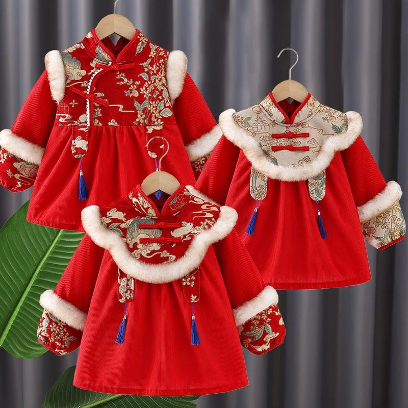 儿童罩衣外穿洋气秋冬女宝宝防水防脏婴儿围裙吃饭衣拜年服反穿衣