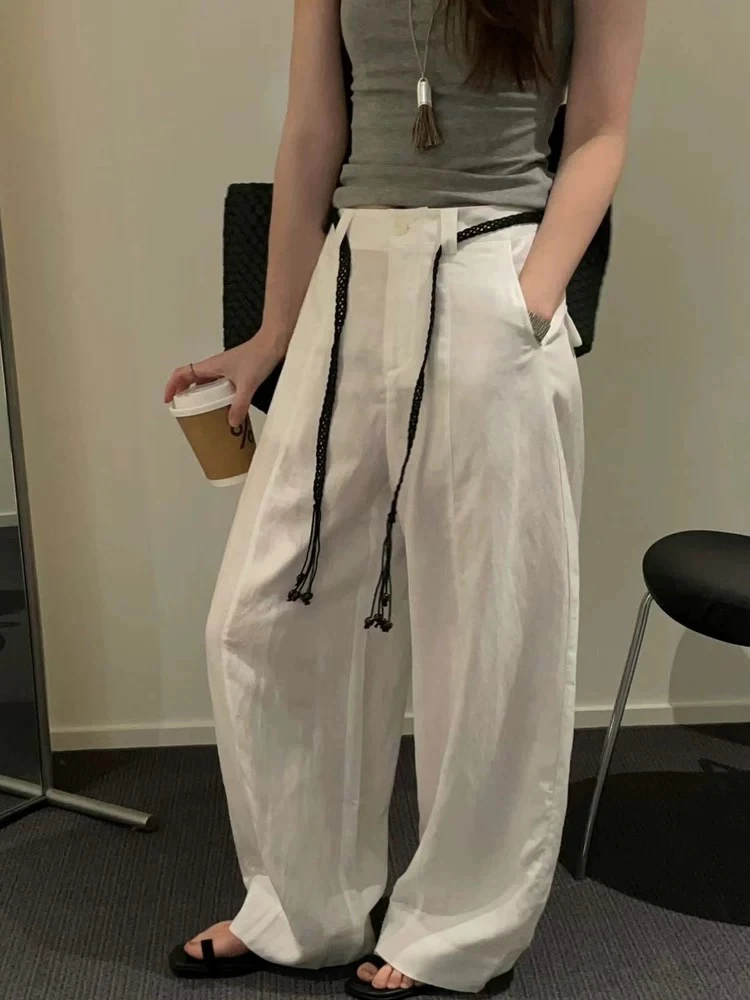 灰灰呀！25815 上身被赞爆了！自留 薄款休闲裤时髦宽松阔腿弯刀裤