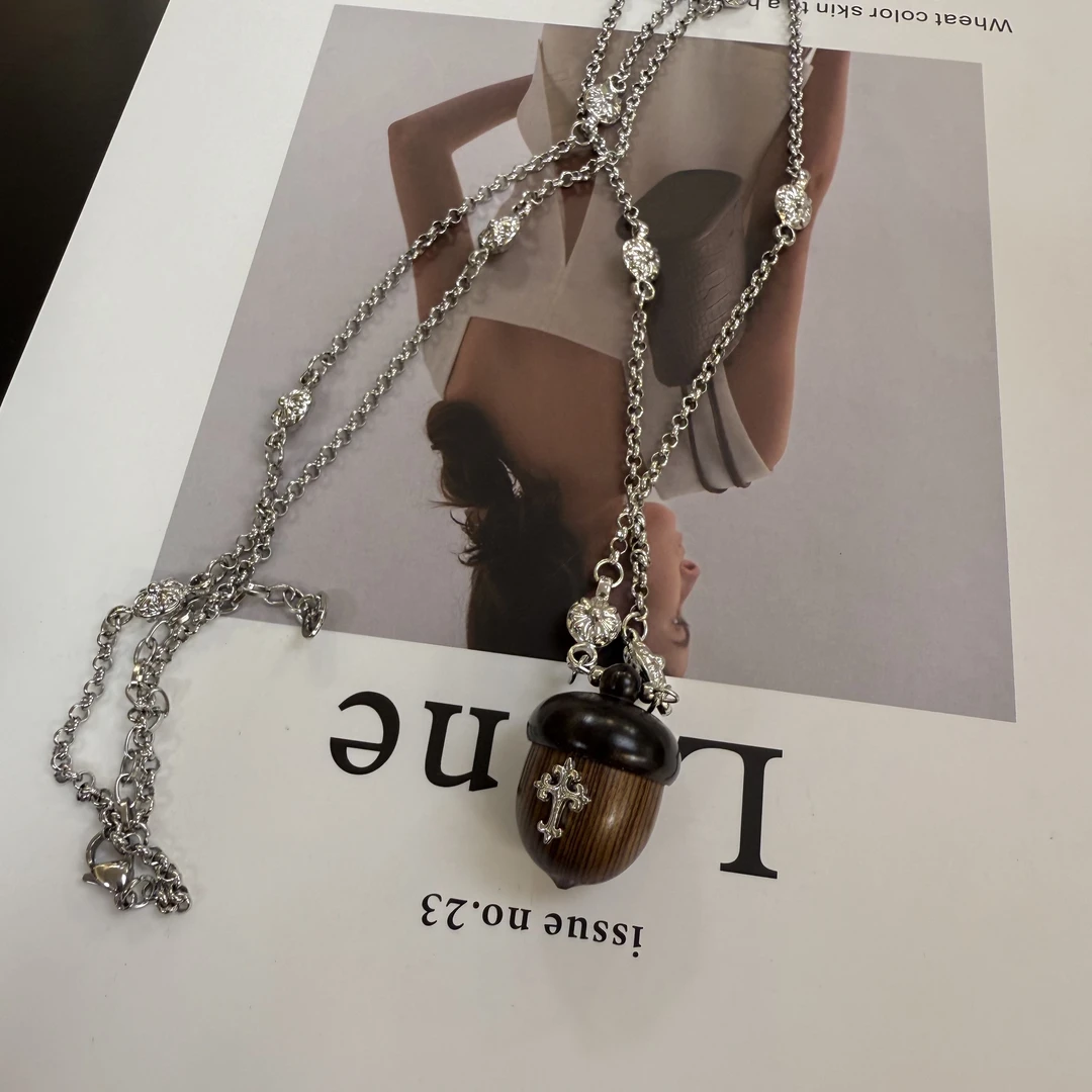 铜合金项链 A04长款松果克克毛衣链 55cm+