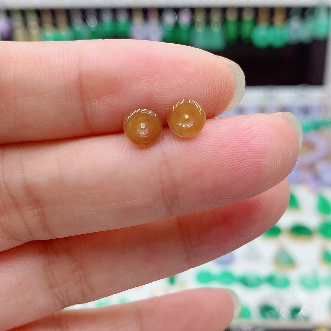 翡翠18K金镶嵌耳饰