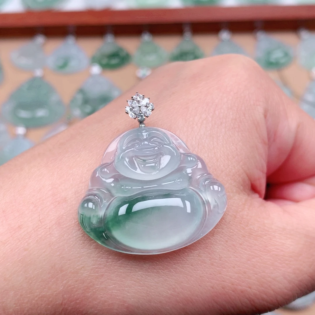 翡翠18K金镶嵌吊坠(不含链)