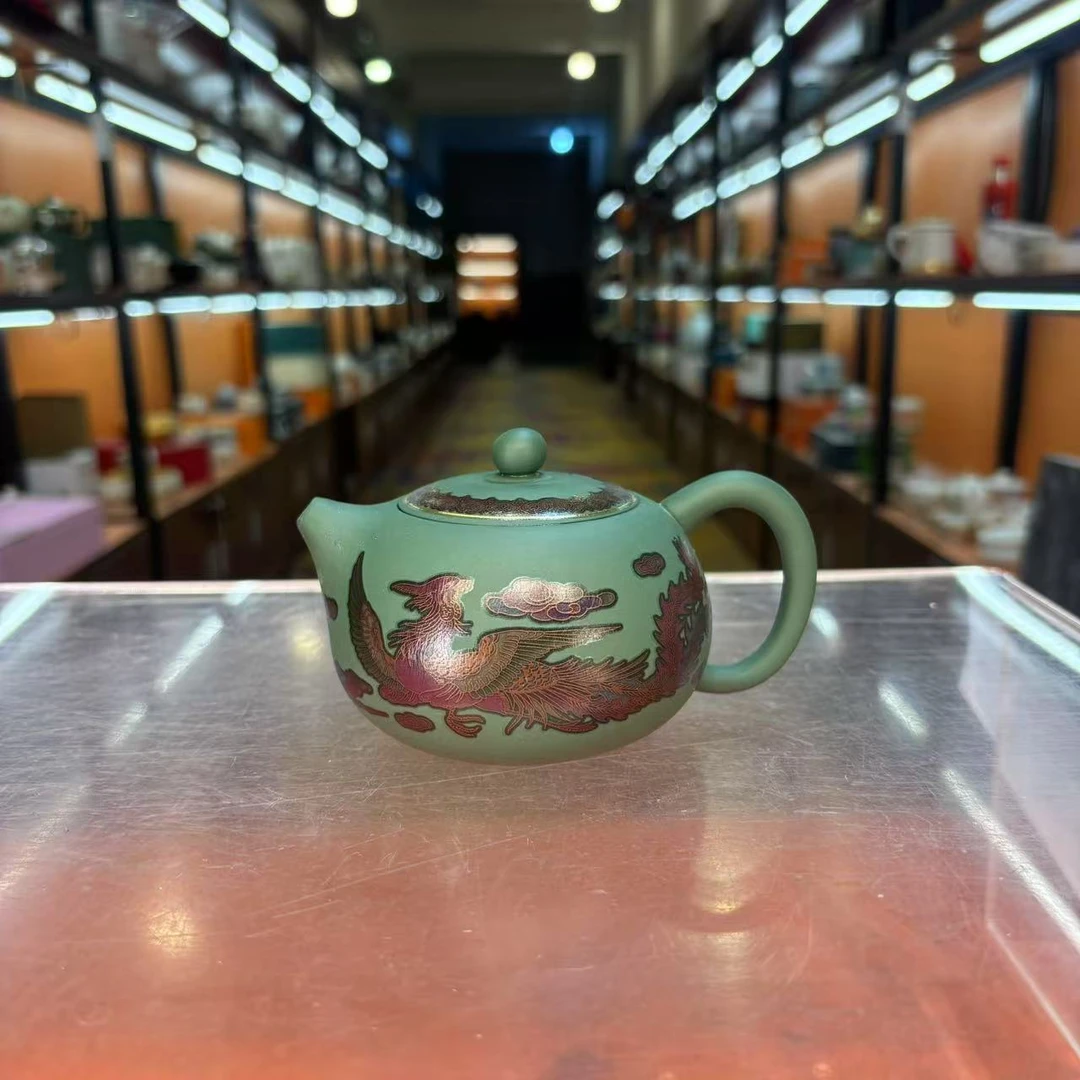 秋香茶具 绿泥紫砂龙凤变色凤鸣西施壶家用泡茶功夫茶具-