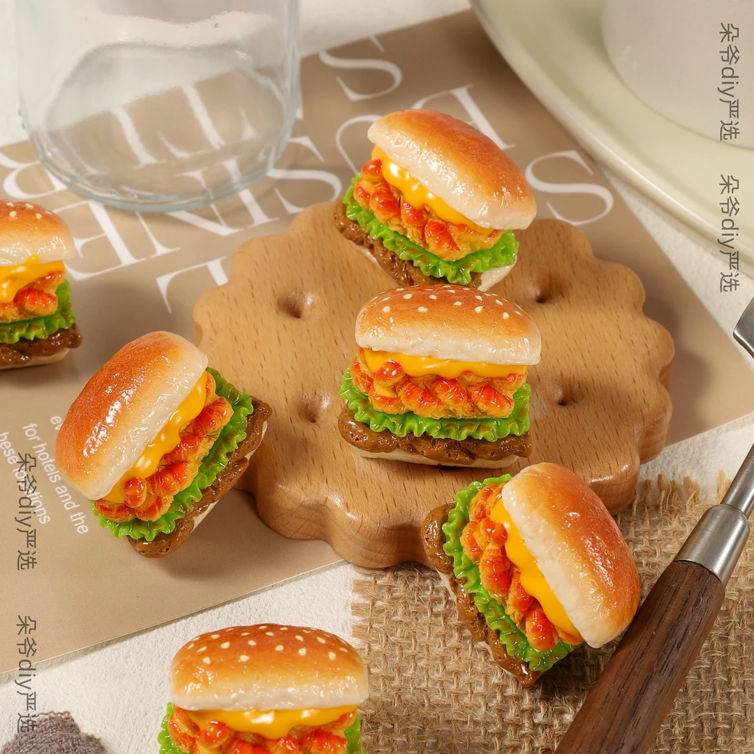 DUOYE/朵爷定制小龙虾汉堡【现H2】diy树脂食玩配件摆件
