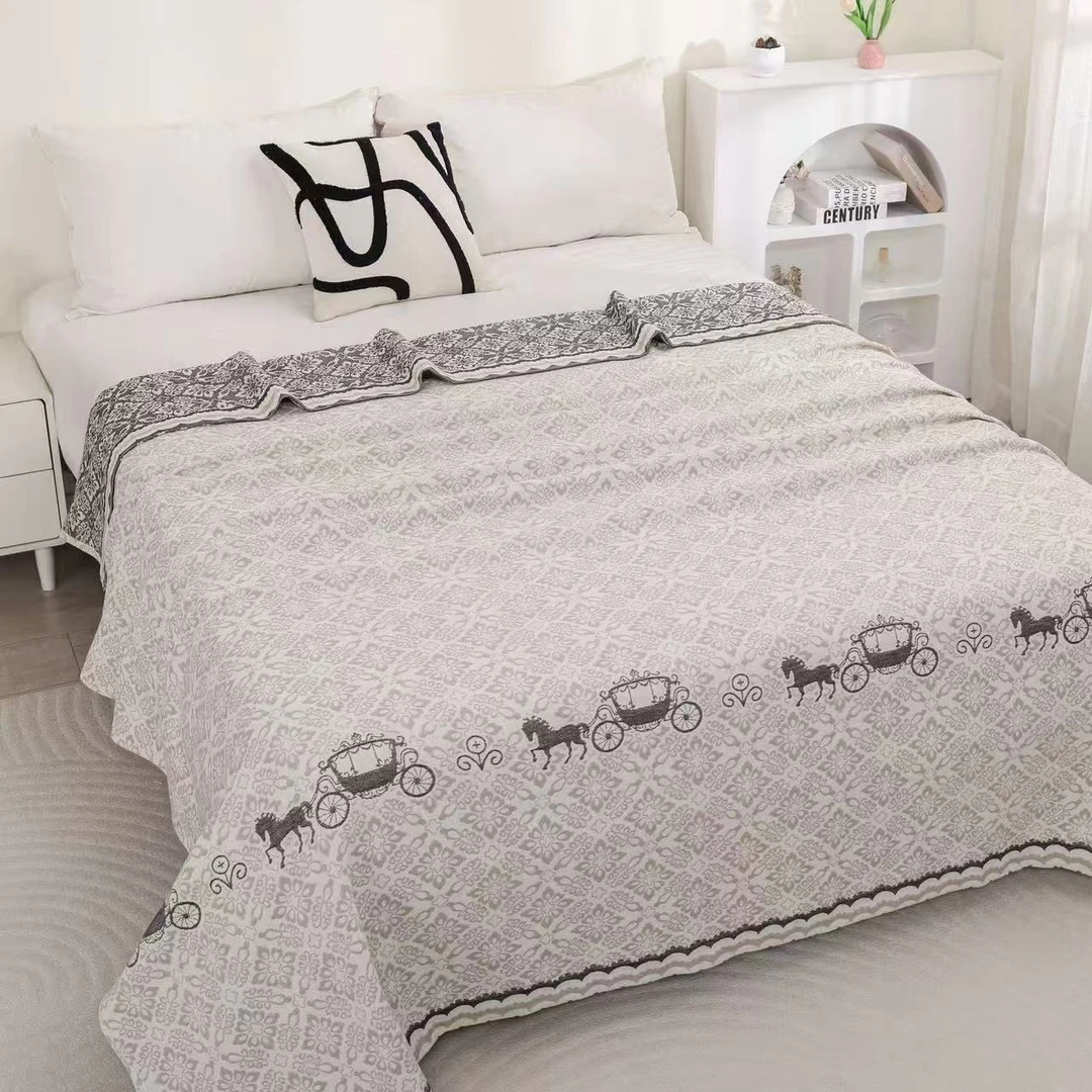 x【花嫁马车】200*230cm罗布麻精梳床盖亲肤透气多功能家用可机洗