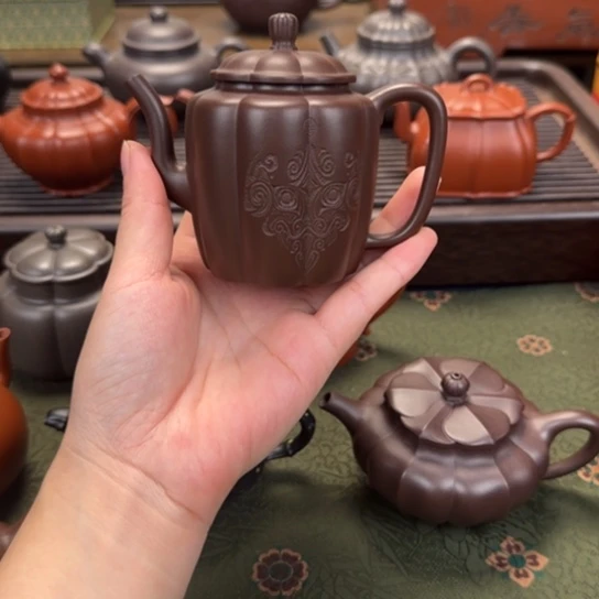 茶壶紫砂宫灯刻绘