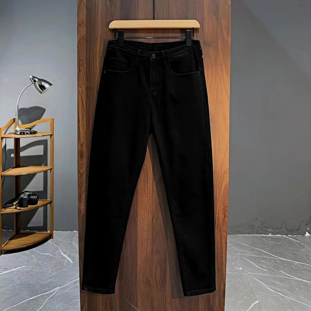 轻奢男士黑色四面弹轻奢修身小脚百搭牛仔裤-9061