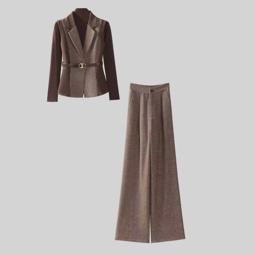 G202【纪朵研】休闲显瘦气质通勤罗马风洋气减龄时尚套装女