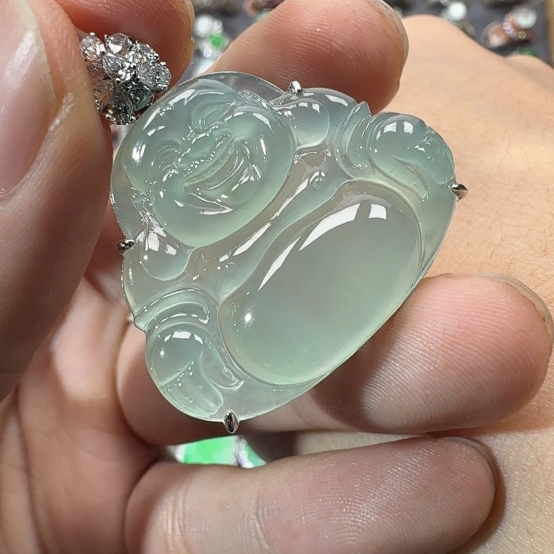 翡翠18K金镶嵌戒指天然缅甸翡翠A货