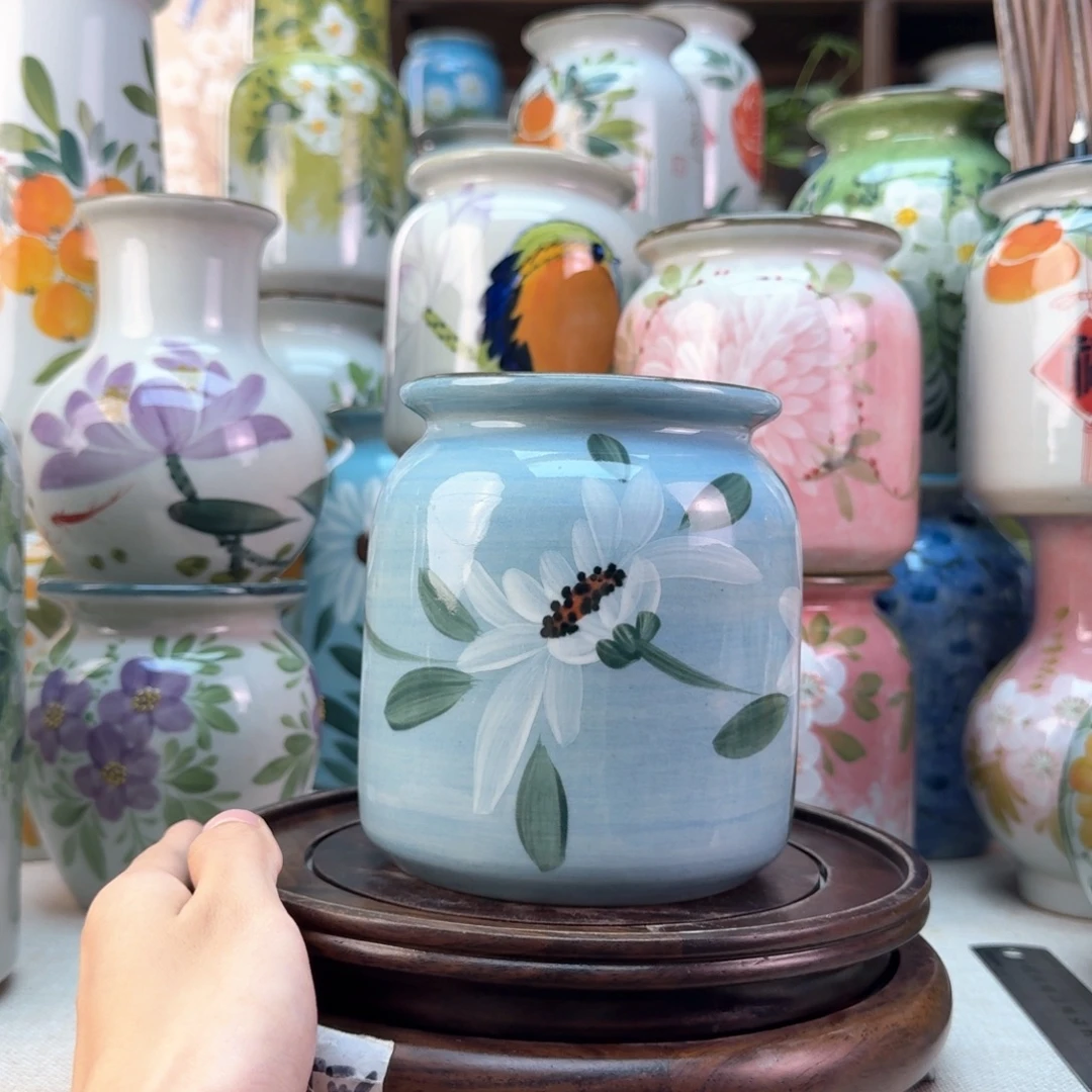景德镇陶瓷手绘花瓶无孔