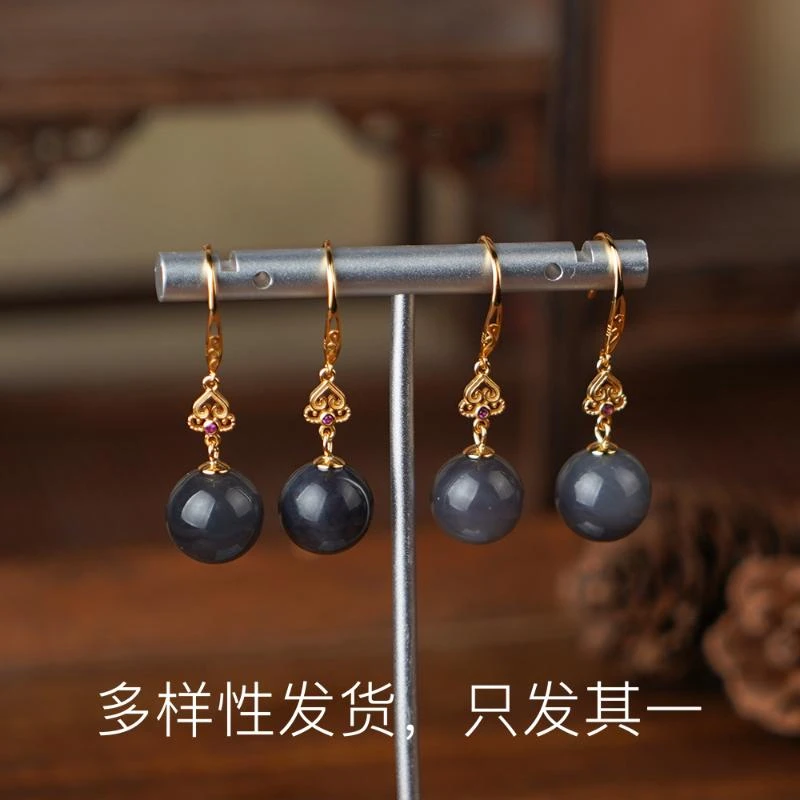 【五哥】和田玉烟紫耳饰【多样性发货，发一件】