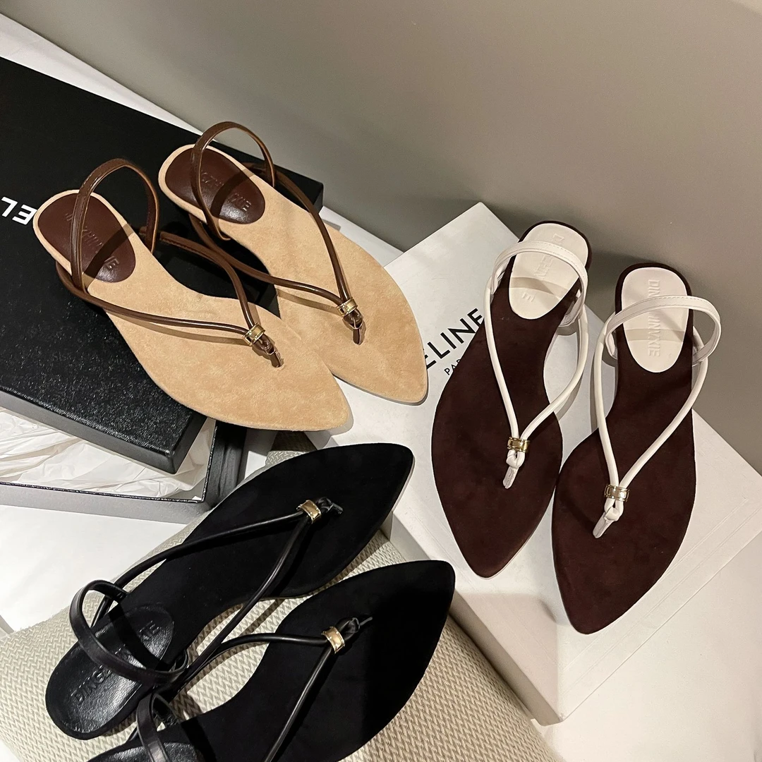 可两穿2025外出凉拖鞋气质百搭休闲人字夹趾凉鞋女粗跟小众法式