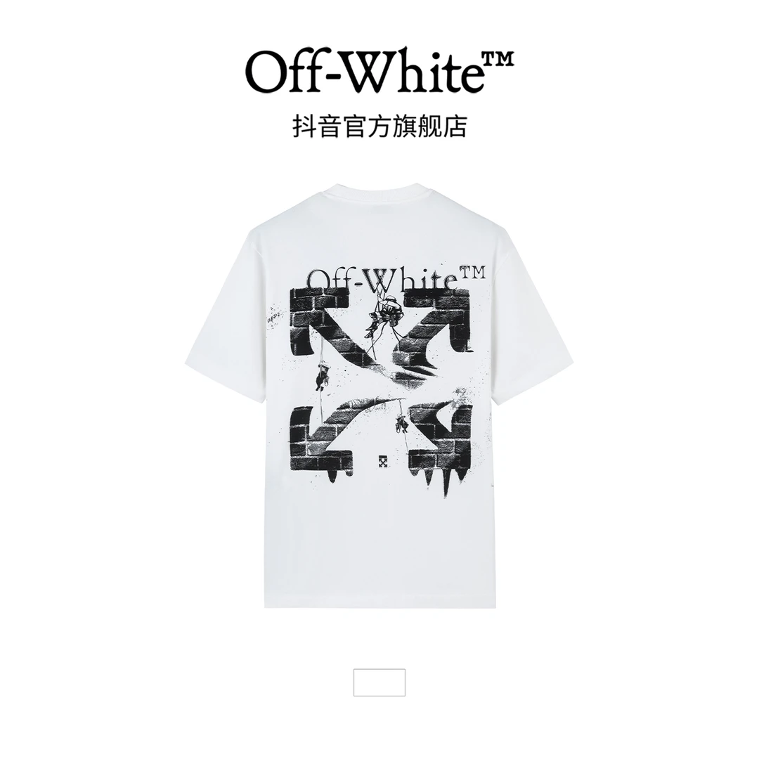 OFF-WHITESS26 砖墙肌理箭头标识黑白撞色短袖OFFTEGLOG532Q