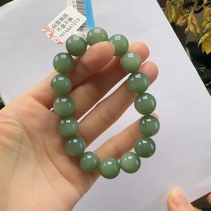 和田玉未镶嵌手链粉青卡12.6m