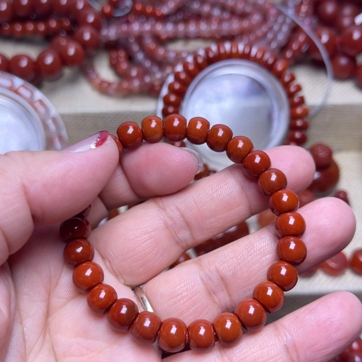南红玛瑙未镶嵌手链苹果8 M