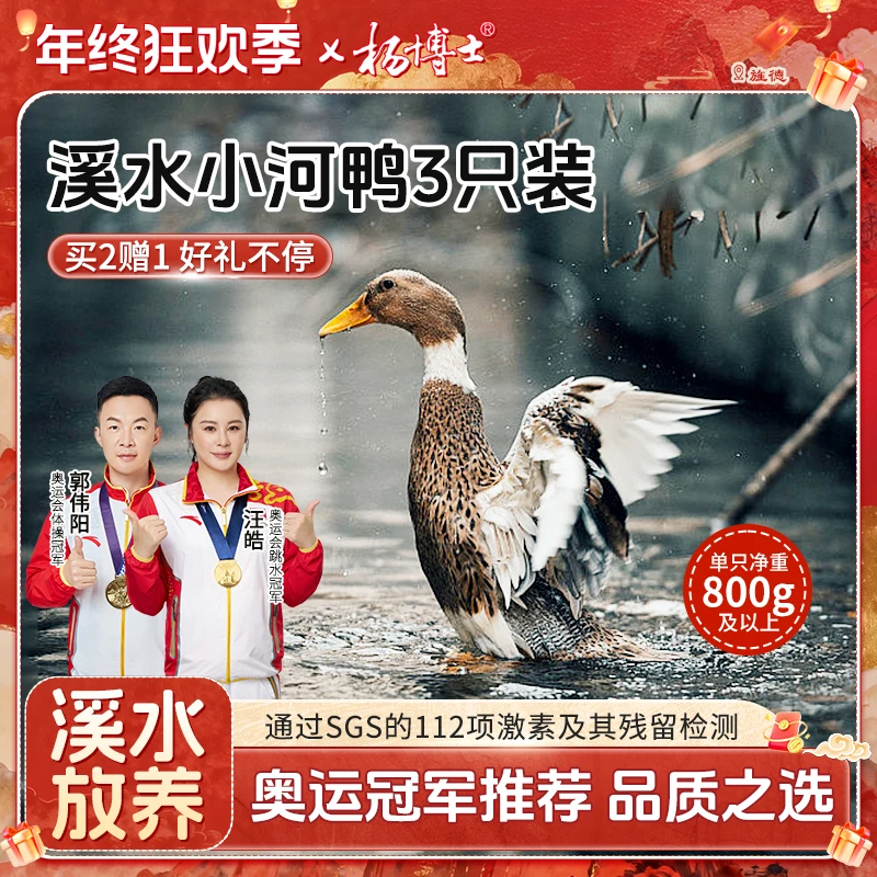 【买2赠1-溪水小河鸭】杨博士溪水放养小河鸭老鸭土鸭红烧炖汤营养