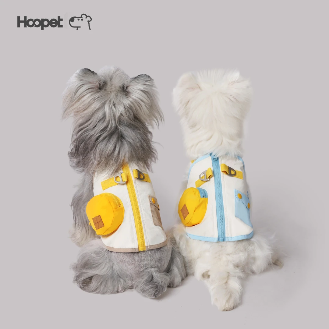 Hoopet夏季薄款可爱可牵引背心柯基比熊小型犬猫咪宠物狗狗衣服