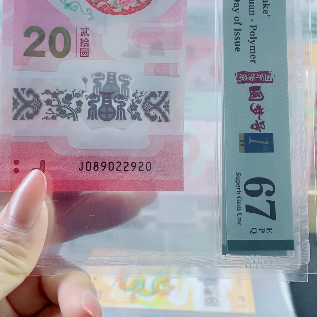 塑料蛇钞 67 分 首日标 数四圆梦