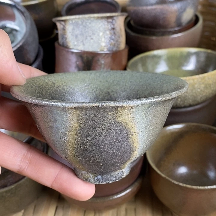 建水紫陶柴烧茶器，放漏炸，00036