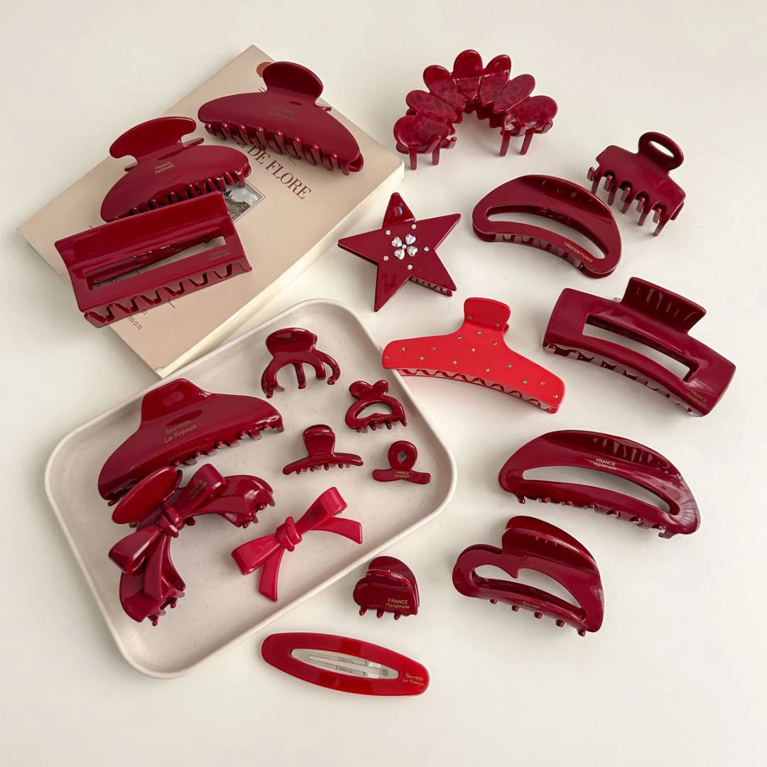 新年红色抓夹女2024新款大号鲨鱼夹高级感发夹头饰后脑勺秋冬