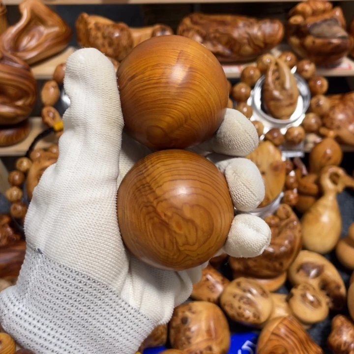 柏木（崖柏）静***光太行崖柏手球一对儿