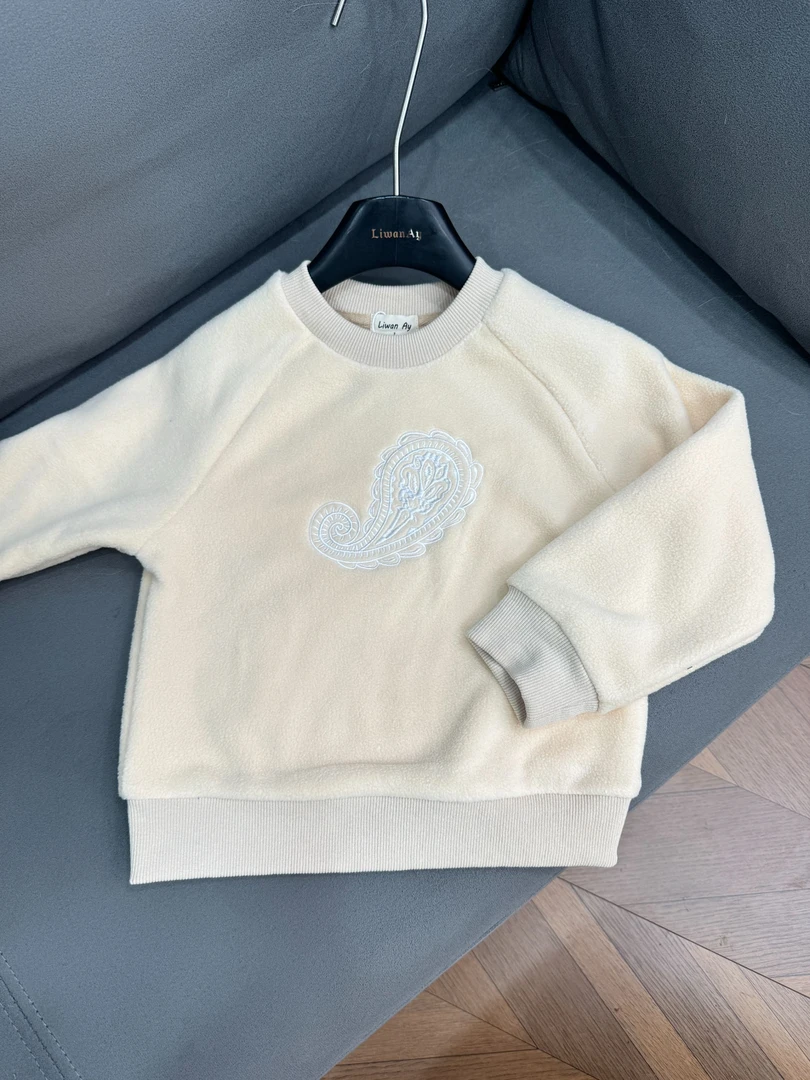 儿童民族风卫衣秋冬新款洋气儿童圆领冬装小女孩加绒上衣