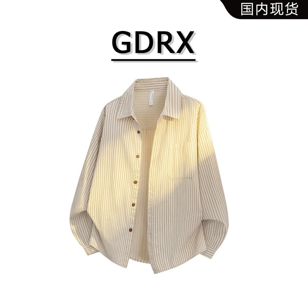 GDRX港风潮流个性时尚百搭翻领外套2025秋季新款男士舒适休闲衬衫