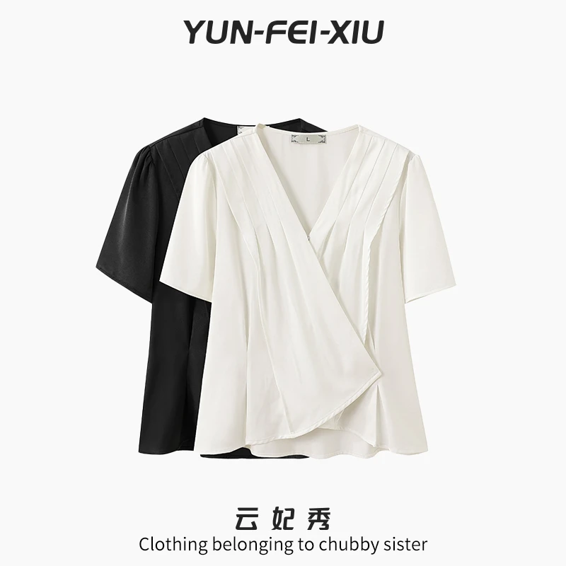 云妃秀大码女装T恤上衣休闲时尚胖妹妹显瘦宽松遮肉时髦夏季3576