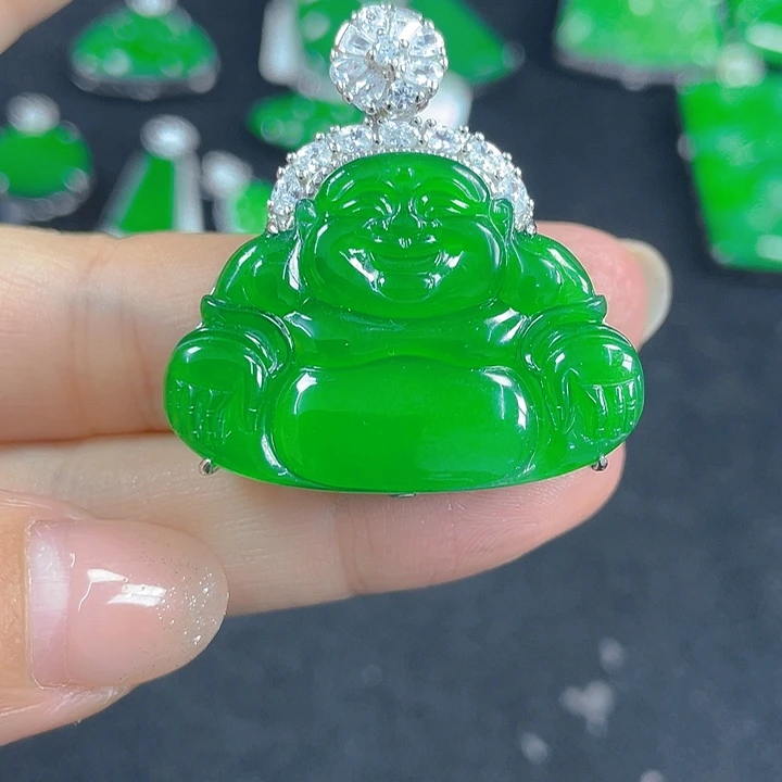 翡翠银S925镶嵌吊坠(不含链)炽*