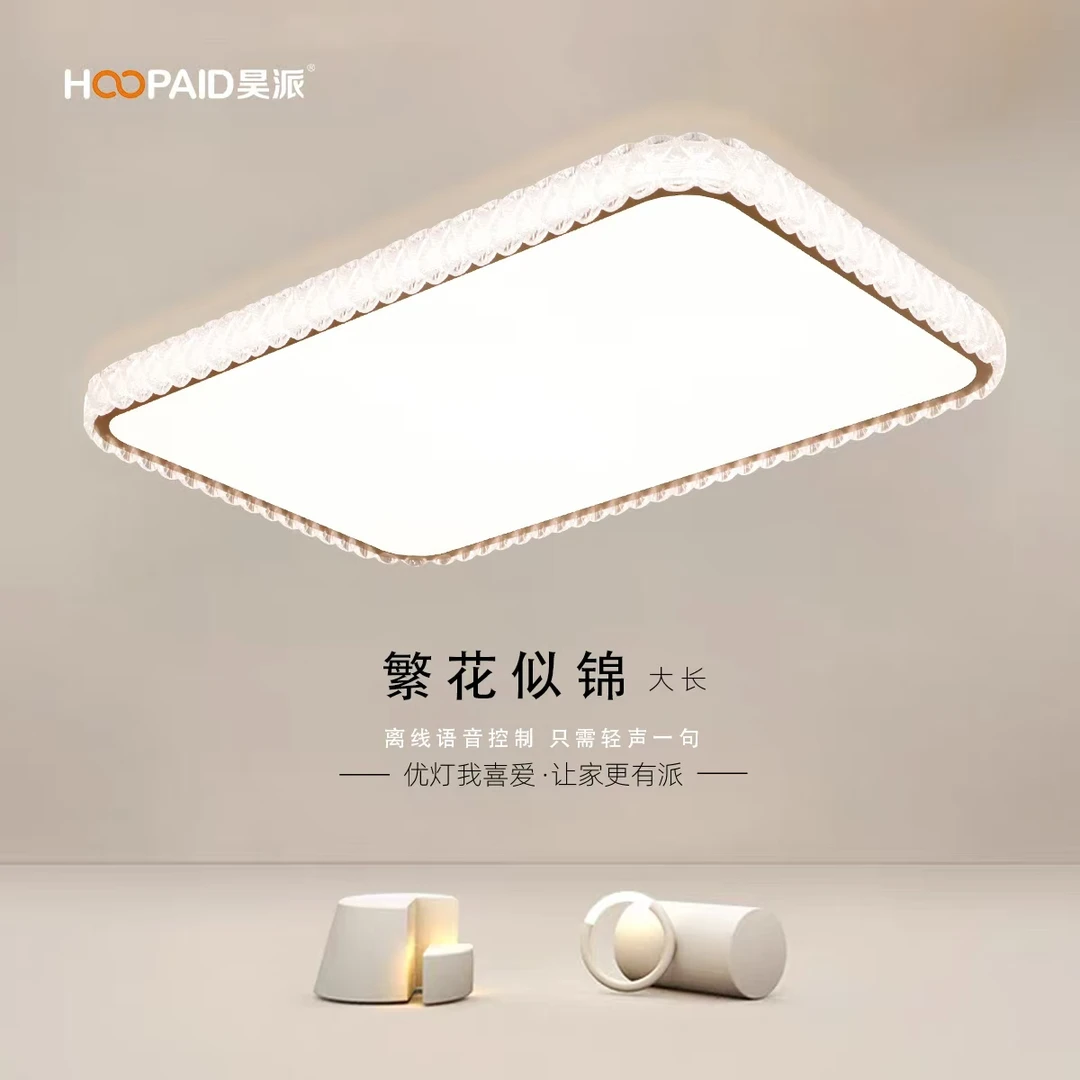现代简约，极简客厅，餐厅，卧室，4色变光离线语音带遥控手柄