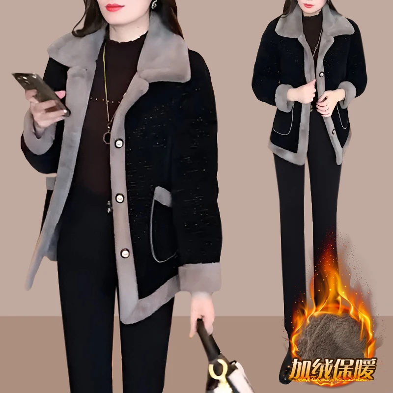 冬季加绒加厚大码外套女装2025今年流行新款时尚洋气黑色呢子大衣