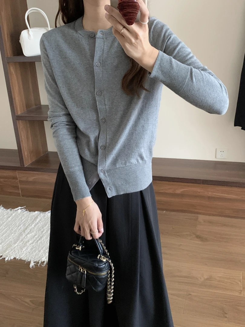 时尚休闲百搭pima女装女士针织衫小马标春秋开衫薄款