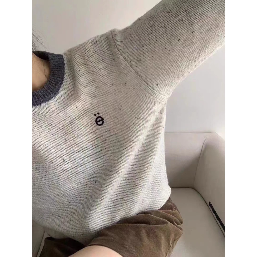 LH107804 100%羊毛E家欧版拼色花纱女装