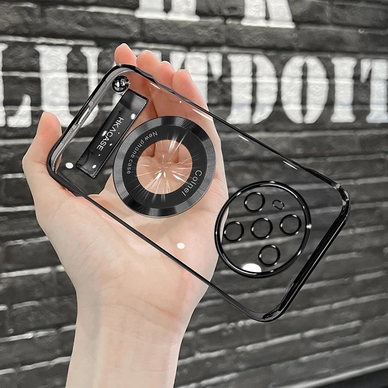 适用荣耀magic3高级感超薄电镀无边框磁吸贴电镀支架手机壳