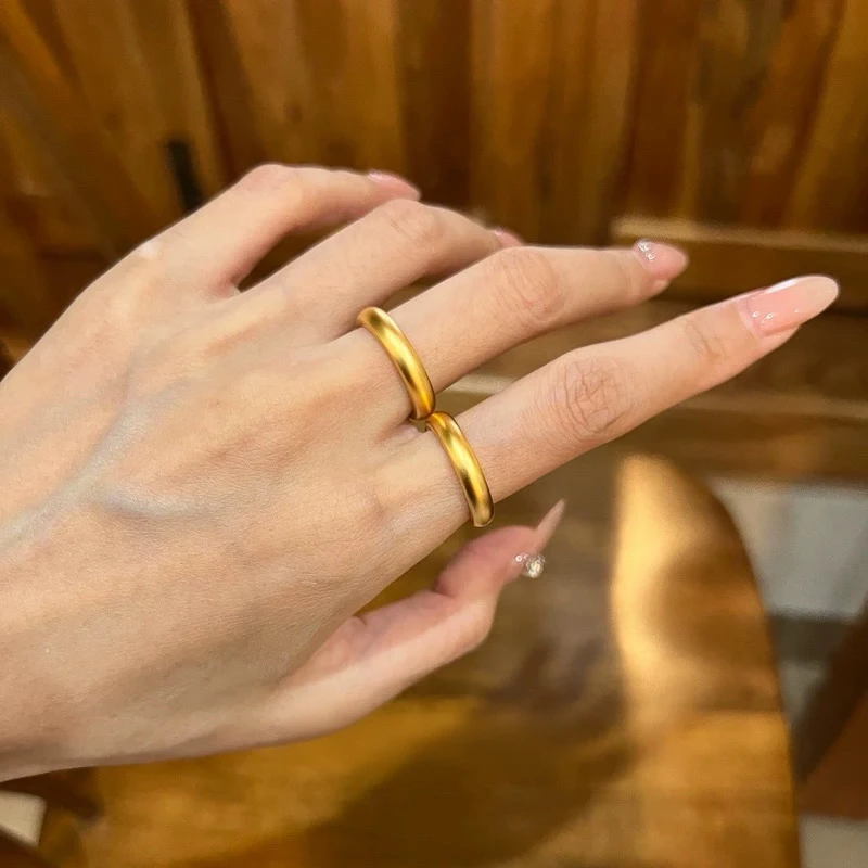 足银戒指 戒指 泥鳅背古法素圈戒指时尚经典磨砂指环