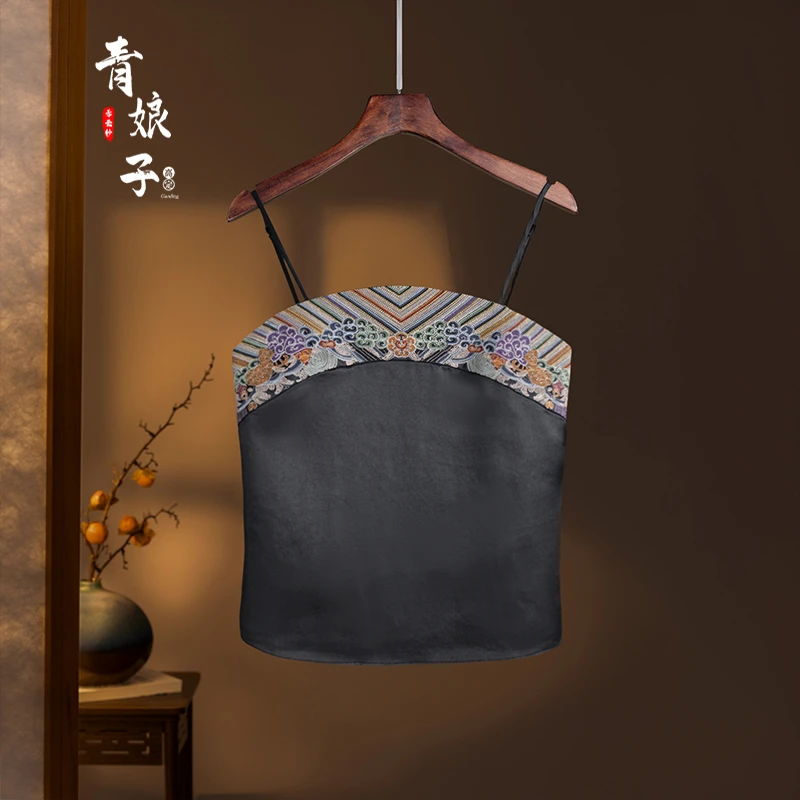 青娘子香云纱（云婉）刺绣百搭吊带背心可调节肩带打底吊带衫60244