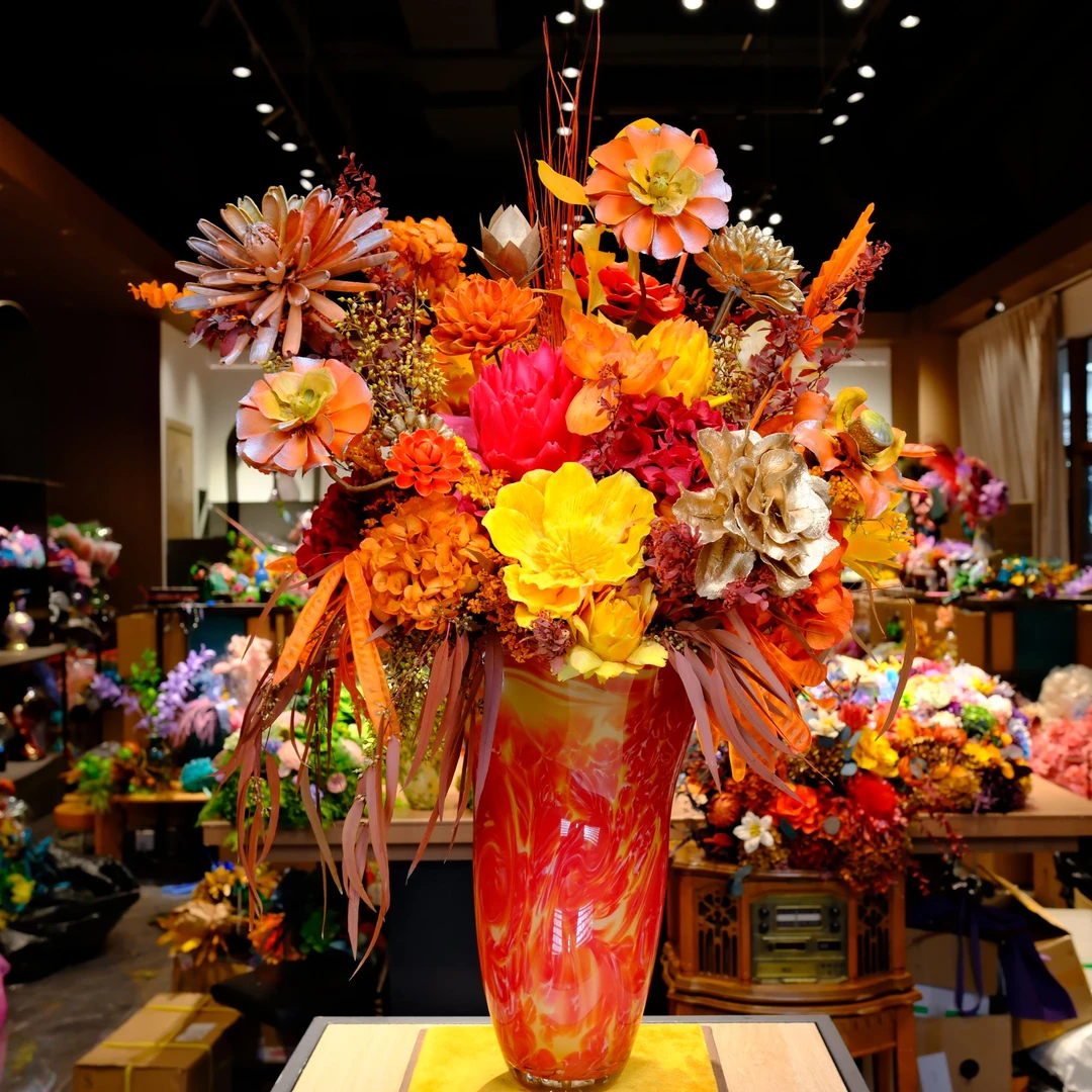 斯器永生鲜花【烈焰】纯手工水晶琉璃鲜花专用花瓶家居收藏艺术摆件