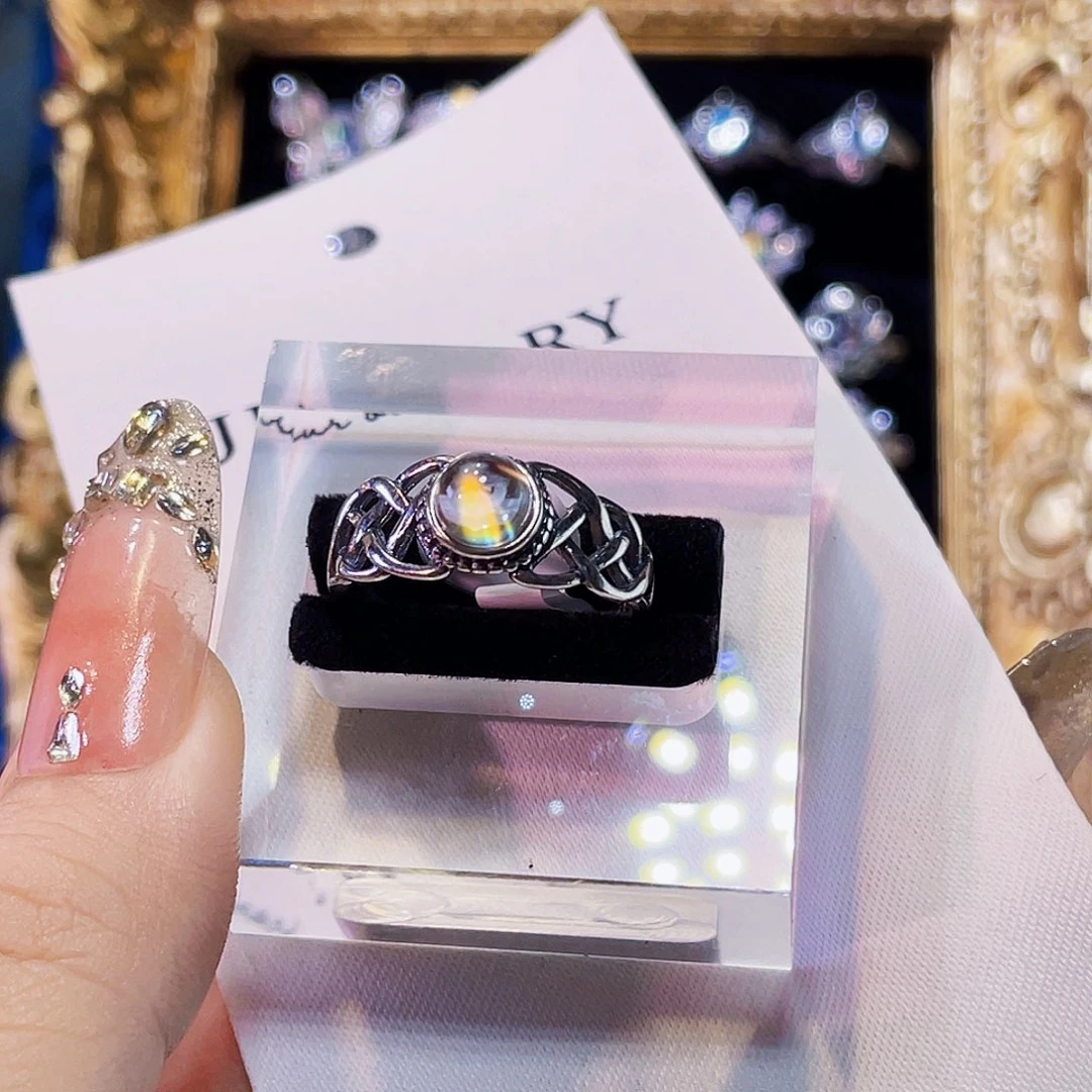 925银马岛月光编织戒指