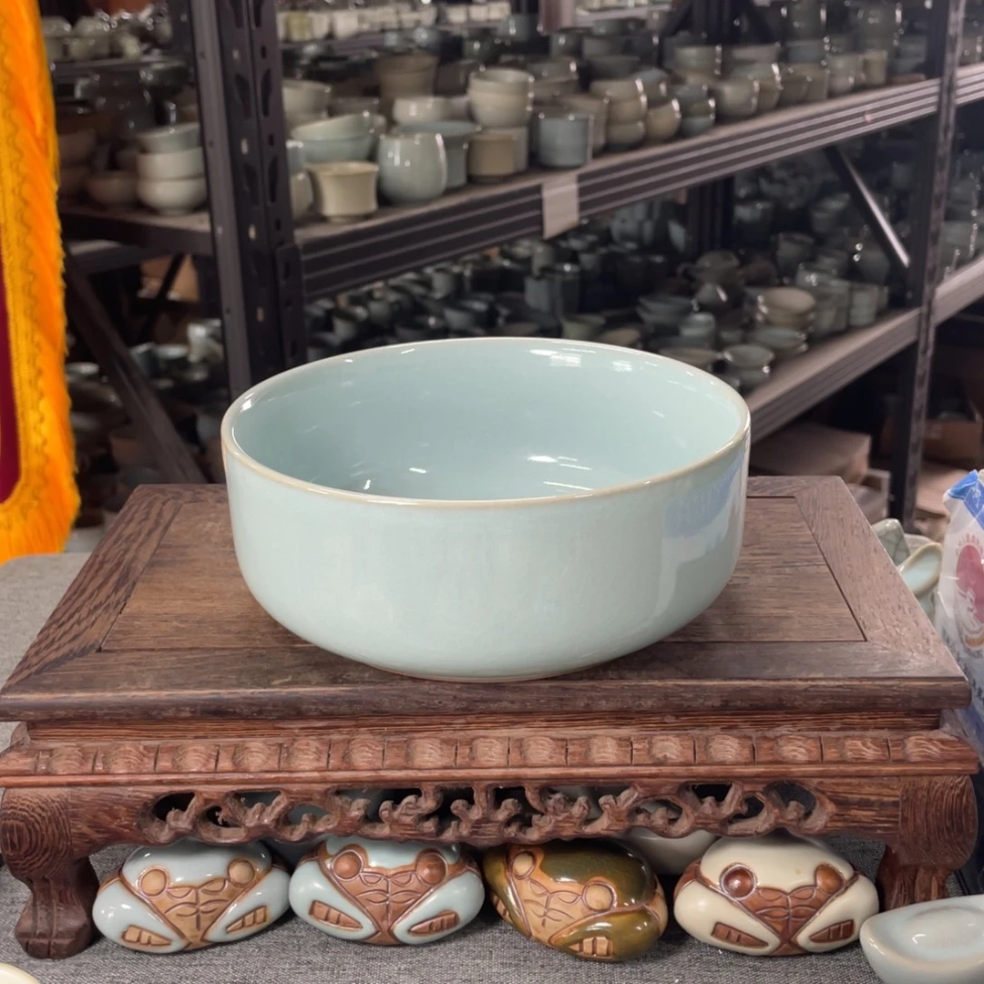 瓷片天青新款圆茶洗