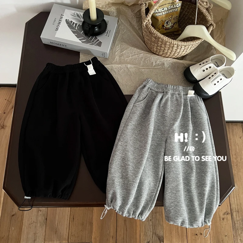 【现货】郝叔童品秋季新款潮牌2025时尚男童高货抽绳针织长裤HQ5334